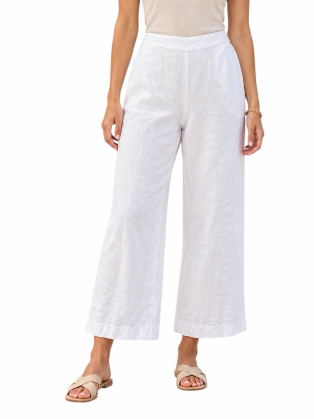 Chico’s Linen Pants Wide Leg Crop High Rise White Size 3 - Women’s Plus 16